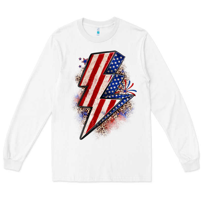 Leopard American Flag Lightning Bolt Long Sleeve Tee by Zillion Design Studio | Teevron