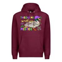 Burgundy throw me something mister mardi gras duck Premium Hoodie - MaliasSmallBusiness