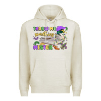Oatmeal Heather throw me something mister mardi gras duck Premium Hoodie - MaliasSmallBusiness