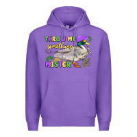 Purple throw me something mister mardi gras duck Premium Hoodie - MaliasSmallBusiness