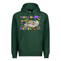 Sports Green throw me something mister mardi gras duck Premium Hoodie - MaliasSmallBusiness