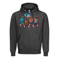 Charcoal Heather All American Mama 4th of July Zipper Hoodie - CowGirlArtShop