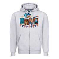 Heather Grey All American Mama 4th of July Zipper Hoodie - CowGirlArtShop