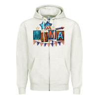 Oatmeal Heather All American Mama 4th of July Zipper Hoodie - CowGirlArtShop