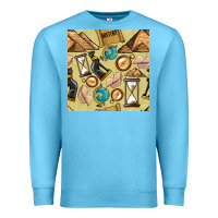 Ocean Blue history seamless pattern Premium Sweatshirt - BundleAndBundleShop