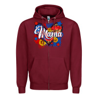 Burgundy American mama heart Zipper Hoodie - Neo Western