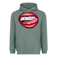 Sage Lips Dental Braces Heavyweight Hoodie - Artiststas