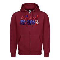 Burgundy American Mama 4th of july Zipper Hoodie - CowGirlArtShop