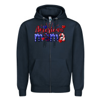 Navy American Mama 4th of july Zipper Hoodie - CowGirlArtShop