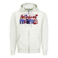 Oatmeal Heather American Mama 4th of july Zipper Hoodie - CowGirlArtShop