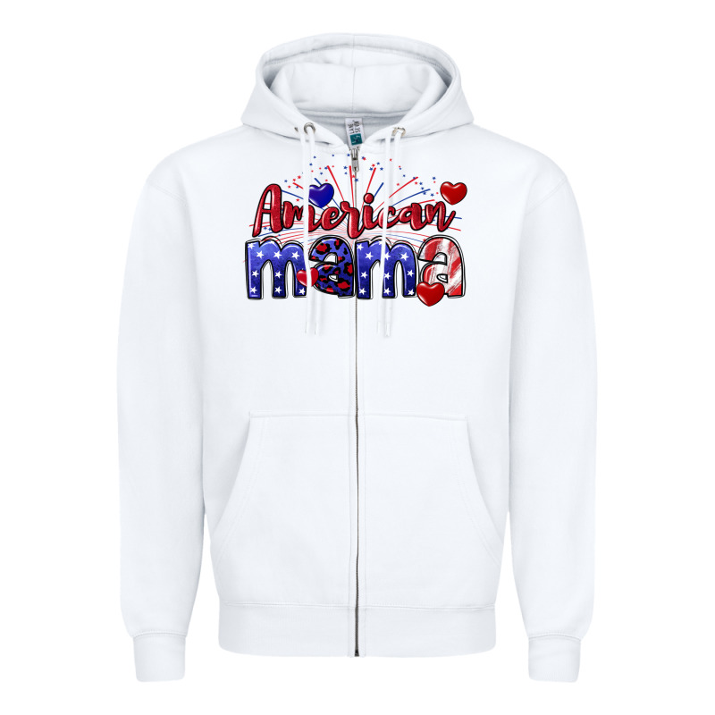 American Mama 4th Of July Zipper Hoodie by CowGirlArtShop | Teevron