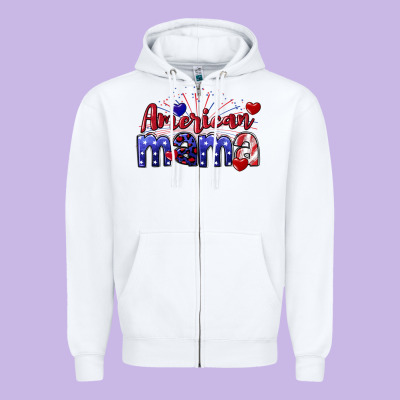 American Mama 4th Of July Zipper Hoodie Designed By Cowgirlartshop