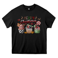 Black Merry Christmas Heavy Core Tee - CowhideDigitalArt