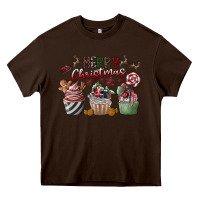 Chocolate Brown Merry Christmas Heavy Core Tee - CowhideDigitalArt
