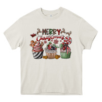 Cream Merry Christmas Heavy Core Tee - CowhideDigitalArt