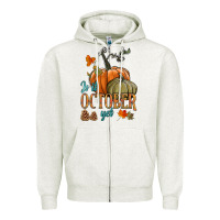 Oatmeal Heather is it october yet Zipper Hoodie - HRA Design Shop
