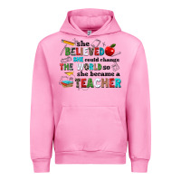 Fuchsia Pink she believed she could change the world so she bec Urban Hoodie - NancyCooperArtShop