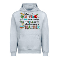 Heather Grey she believed she could change the world so she bec Urban Hoodie - NancyCooperArtShop