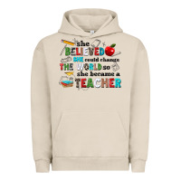 Pigment French Oak she believed she could change the world so she bec Urban Hoodie - NancyCooperArtShop