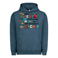 Pigment Midnight Navy she believed she could change the world so she bec Urban Hoodie - NancyCooperArtShop