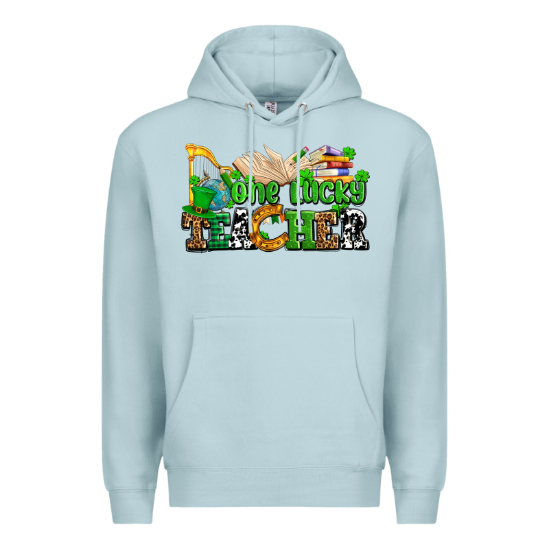 One Lucky Teacher Premium Hoodie by AdoDesignShop | Teevron