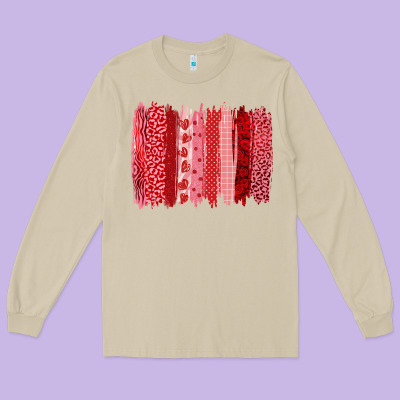 Valentine's Day Brushstroke Long Sleeve Tee Designed By Ranaportraitstore