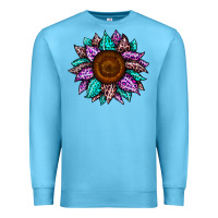 Ocean Blue sunflower leopard color Premium Sweatshirt - JahusDesignShop