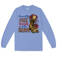 Colony Blue home of the free because of the brave Long Sleeve Tee - Zillion Design Studio