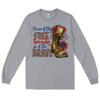Heather Grey home of the free because of the brave Long Sleeve Tee - Zillion Design Studio