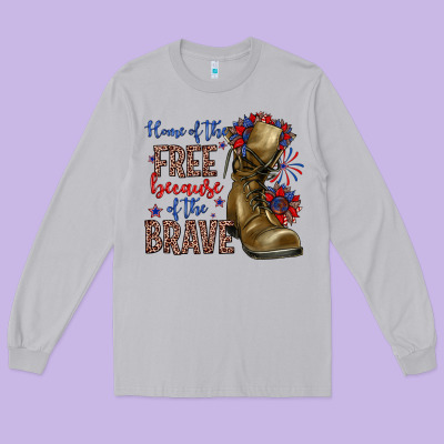 Home Of The Free Because Of The Brave Long Sleeve Tee Designed By Zillion Design Studio