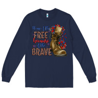 Navy home of the free because of the brave Long Sleeve Tee - Zillion Design Studio