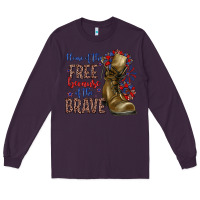Plum home of the free because of the brave Long Sleeve Tee - Zillion Design Studio