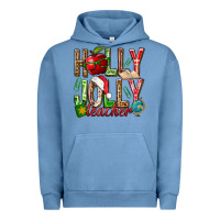 Pigment Pebble Blue holly jolly teacher Urban Hoodie - NancyCooperArtShop
