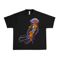 Black light purple jellyfish and floral Urban Heavy Tee - BarkalooDesign
