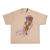 Burro light purple jellyfish and floral Urban Heavy Tee - BarkalooDesign