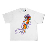 Lunar Rock light purple jellyfish and floral Urban Heavy Tee - BarkalooDesign
