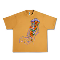 Peanut Butter light purple jellyfish and floral Urban Heavy Tee - BarkalooDesign