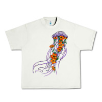 Pistachio light purple jellyfish and floral Urban Heavy Tee - BarkalooDesign
