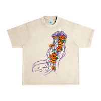 Sandshell light purple jellyfish and floral Urban Heavy Tee - BarkalooDesign
