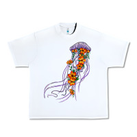 White light purple jellyfish and floral Urban Heavy Tee - BarkalooDesign