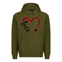Army Green valentines day heart Premium Hoodie - MaliasSmallBusiness