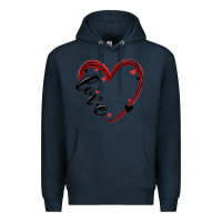 Navy valentines day heart Premium Hoodie - MaliasSmallBusiness