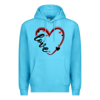 Ocean Blue valentines day heart Premium Hoodie - MaliasSmallBusiness