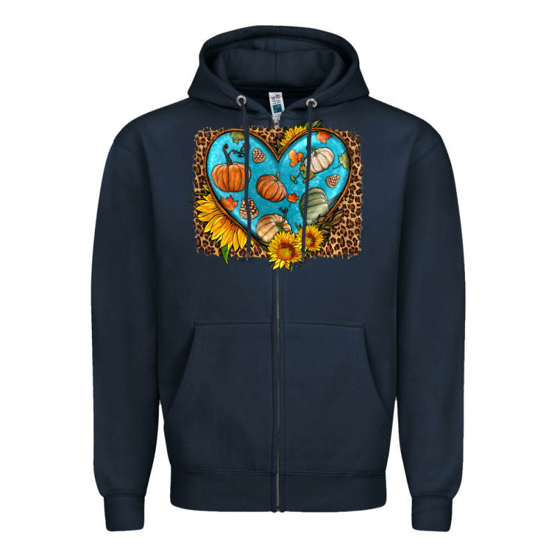 Fall Pattern Heart With Leopard Background Zipper Hoodie by HRA Design Shop | Teevron