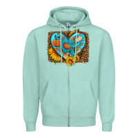 Seafoam fall pattern heart with leopard background Zipper Hoodie - HRA Design Shop