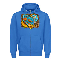 True Royal fall pattern heart with leopard background Zipper Hoodie - HRA Design Shop