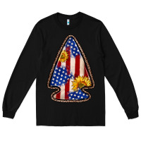 Black American flag sunflower arrowhead Long Sleeve Tee - Zillion Design Studio