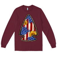 Burgundy American flag sunflower arrowhead Long Sleeve Tee - Zillion Design Studio