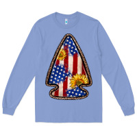 Colony Blue American flag sunflower arrowhead Long Sleeve Tee - Zillion Design Studio