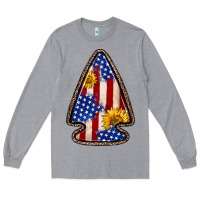 Heather Grey American flag sunflower arrowhead Long Sleeve Tee - Zillion Design Studio